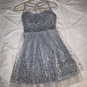 Sliver Grey Sparkle Mesh Homecoming Dress